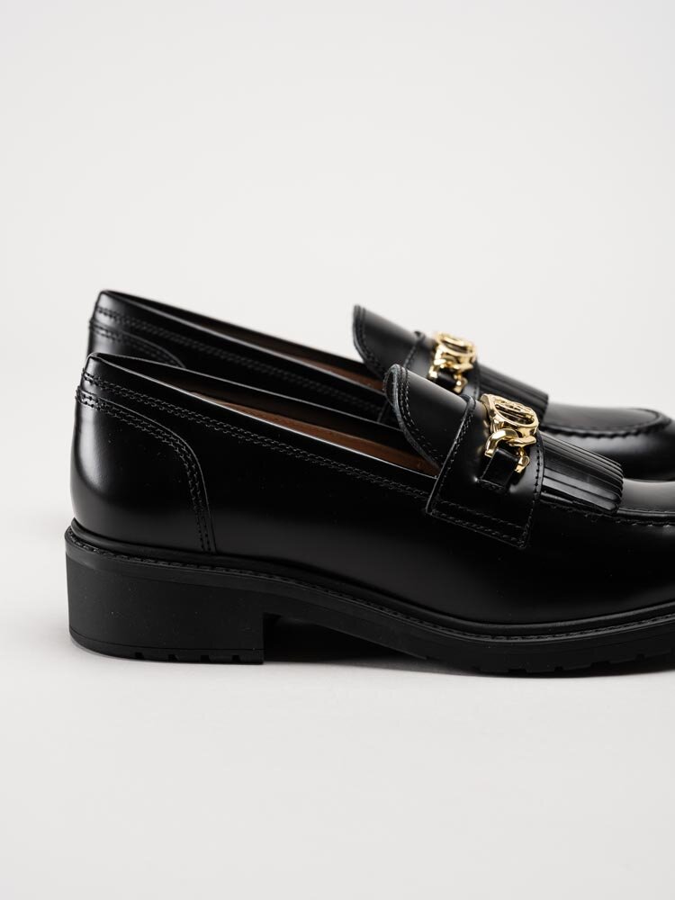 Unisa - Elma_F23_Siv - Svarta loafers i polidoskinn