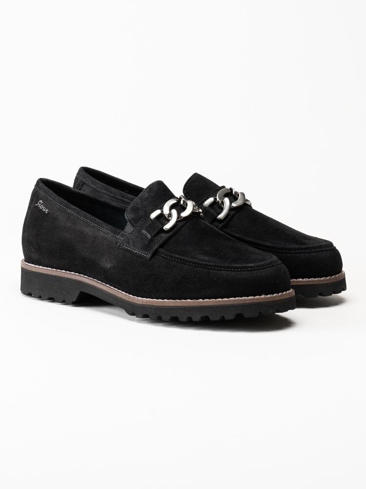 Sioux - Meredith 734 - Svarta loafers i mocka