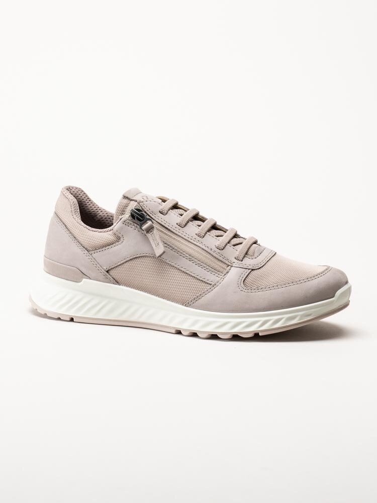 Ecco - Exostride W Low - Beige sportskor i nubuck