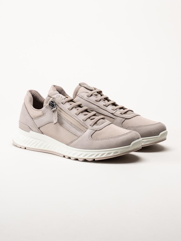 Ecco - Exostride W Low - Beige sportskor i nubuck