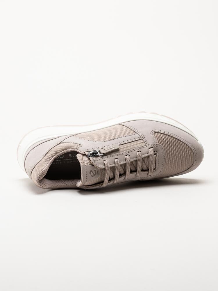 Ecco - Exostride W Low - Beige sportskor i nubuck