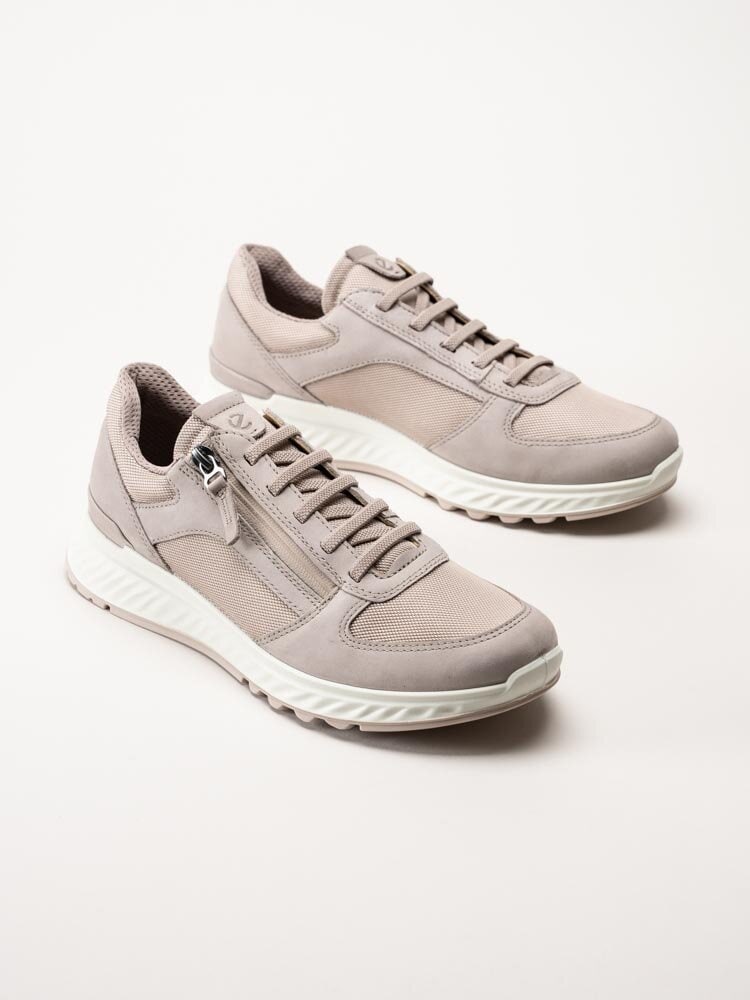 Ecco - Exostride W Low - Beige sportskor i nubuck