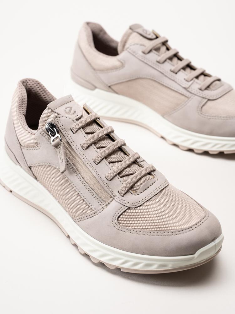 Ecco - Exostride W Low - Beige sportskor i nubuck