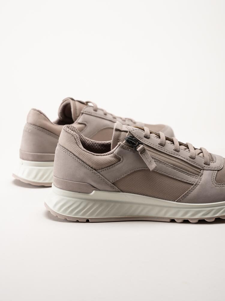 Ecco - Exostride W Low - Beige sportskor i nubuck