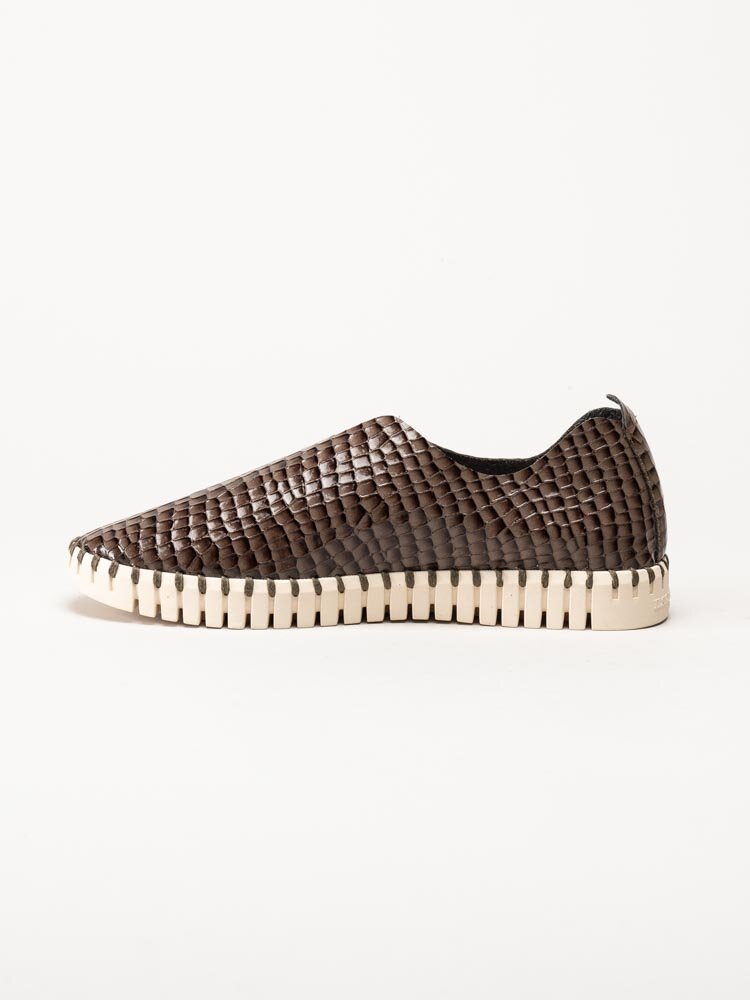 Ilse Jacobsen - Tulip3031 - Bruna reptilmönstrade slip on skor