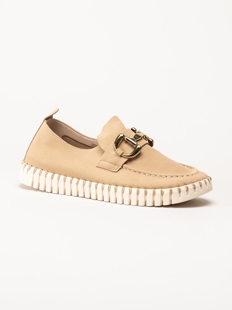 Ilse Jacobsen - Tulip3874 - Beige slip on skor i mockaimitation