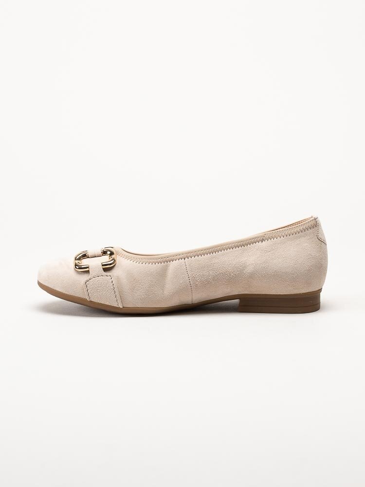 Gabor - Beige ballerinaskor i mocka