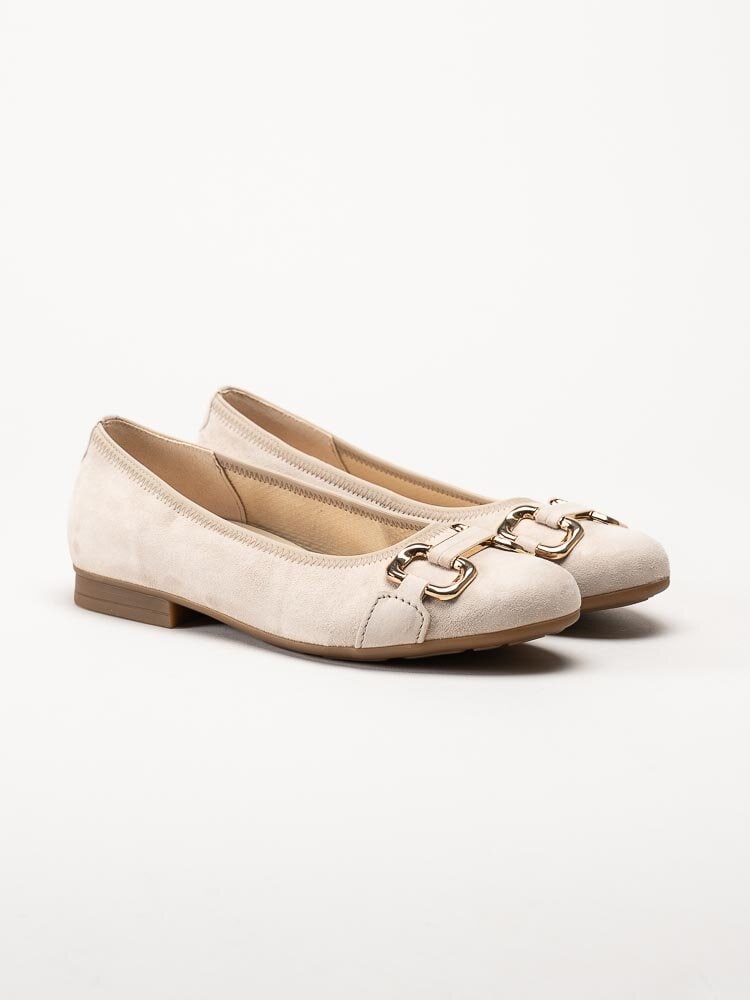 Gabor - Beige ballerinaskor i mocka