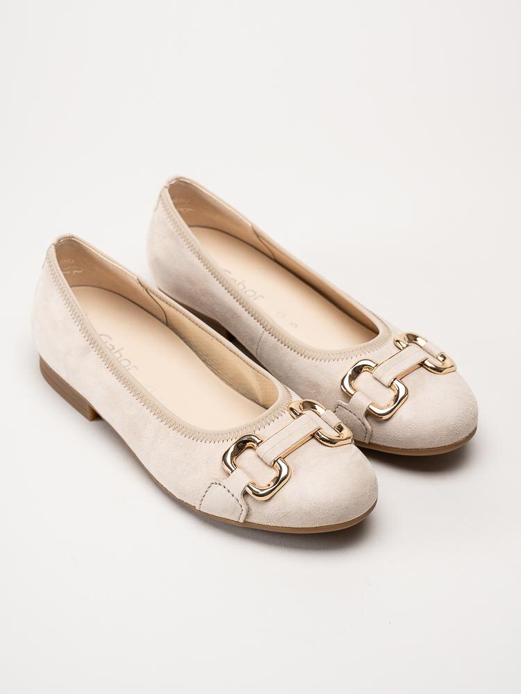 Gabor - Beige ballerinaskor i mocka