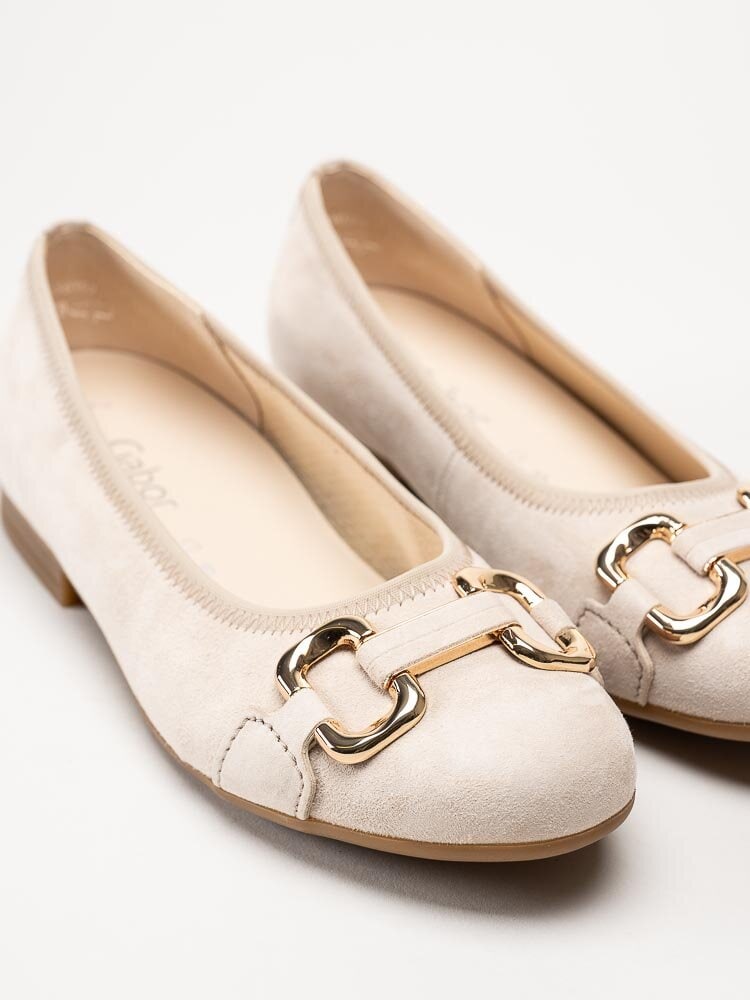 Gabor - Beige ballerinaskor i mocka