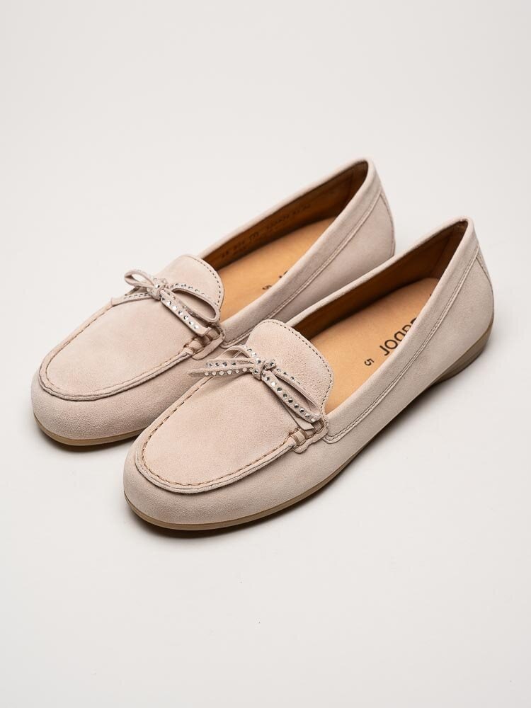 Gabor - Beige loafers med dekorativ rosett