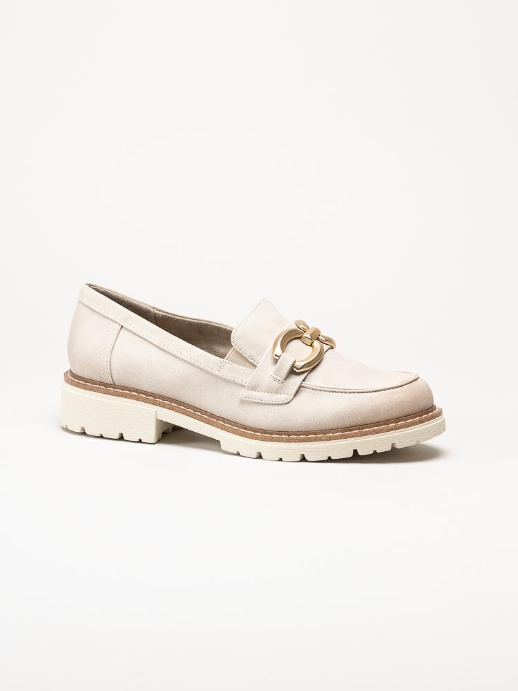 Jana - Beige loafers med guldfärgad länk