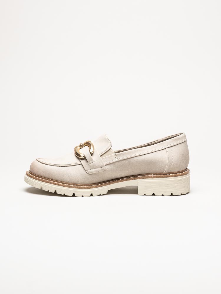 Jana - Beige loafers med guldfärgad länk