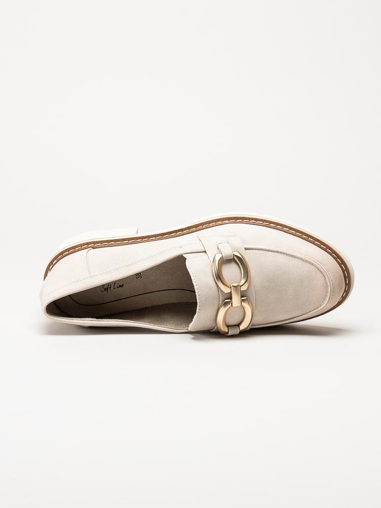 Jana - Beige loafers med guldfärgad länk