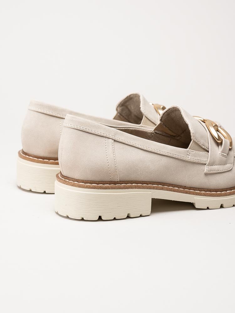 Jana - Beige loafers med guldfärgad länk