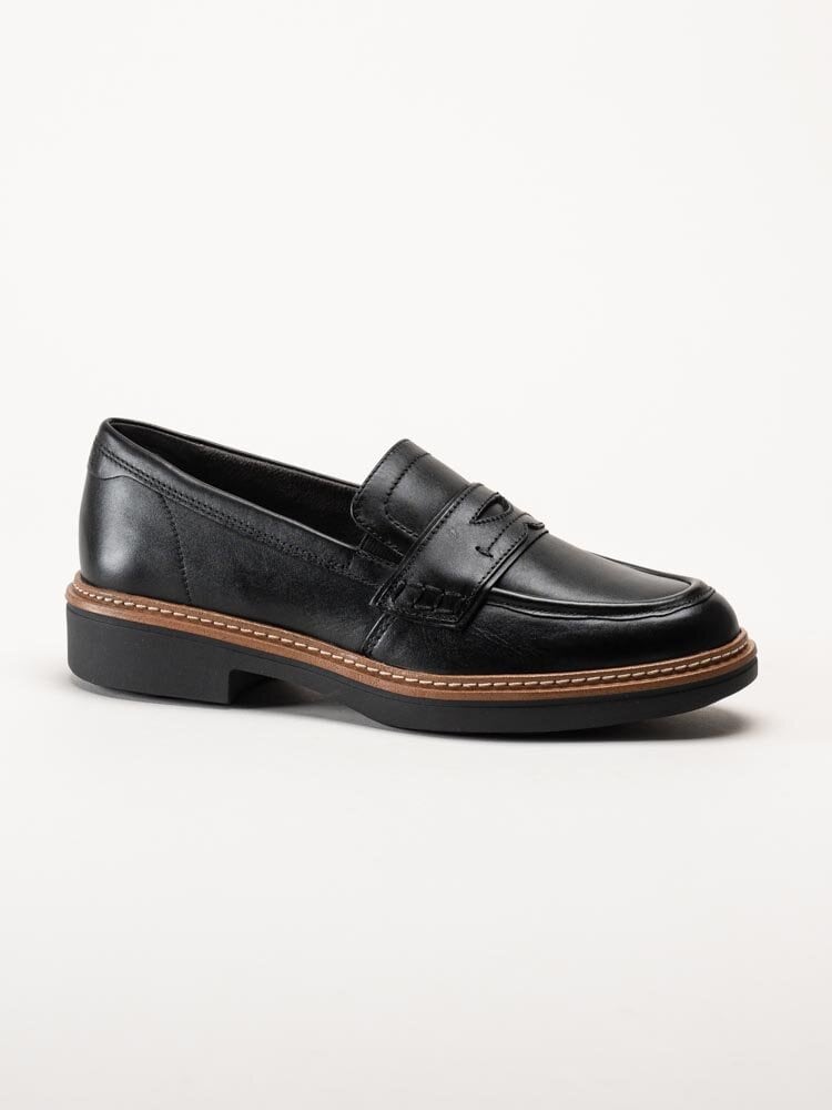 Tamaris Comfort - Svarta loafers i skinn