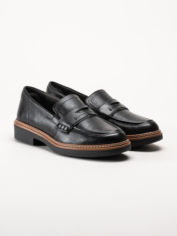 Tamaris Comfort - Svarta loafers i skinn