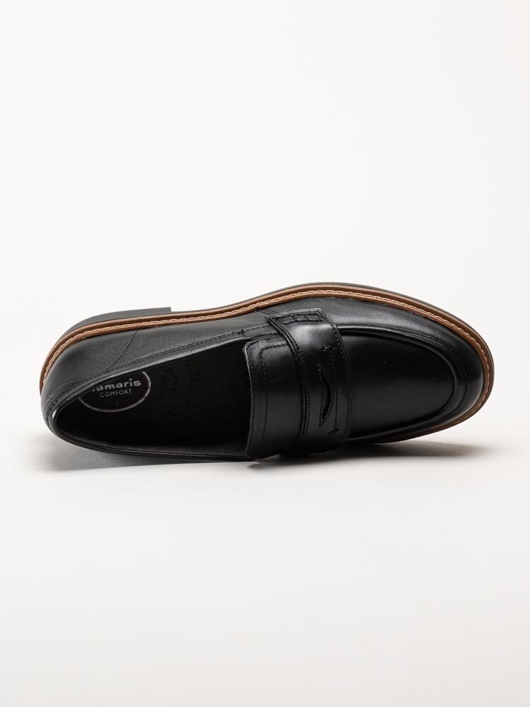 Tamaris Comfort - Svarta loafers i skinn