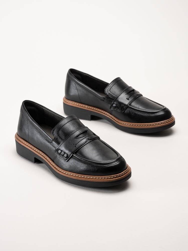 Tamaris Comfort - Svarta loafers i skinn