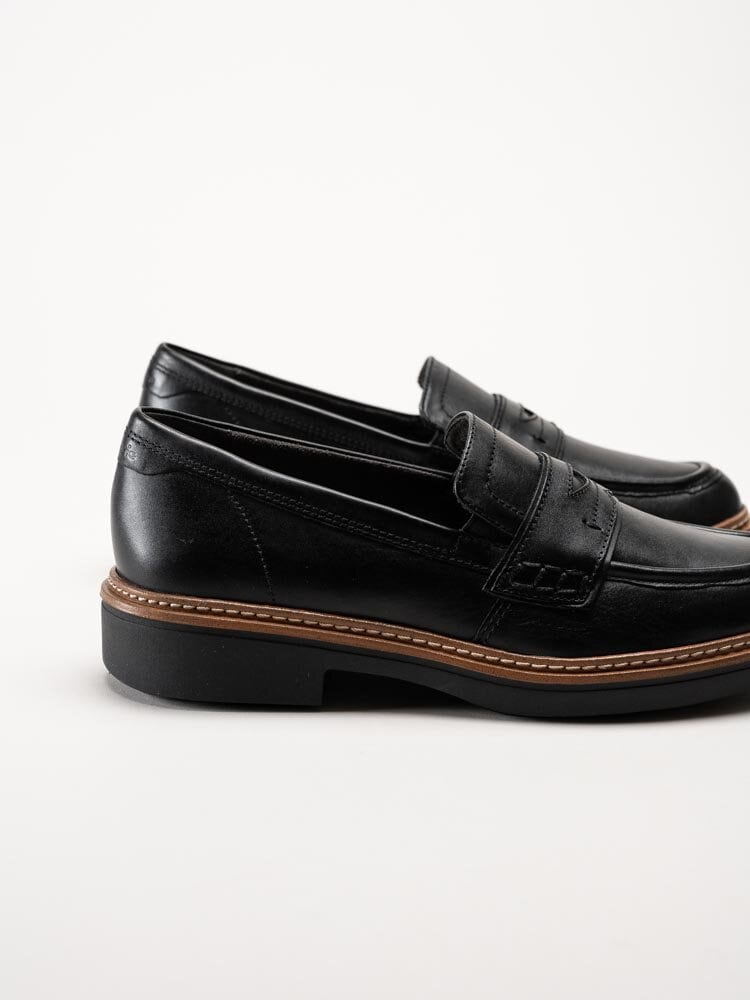 Tamaris Comfort - Svarta loafers i skinn