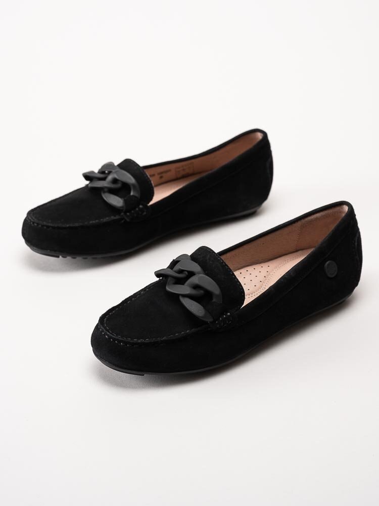 Novita - Parma Big Chain - Svarta loafers med mattsvart länk