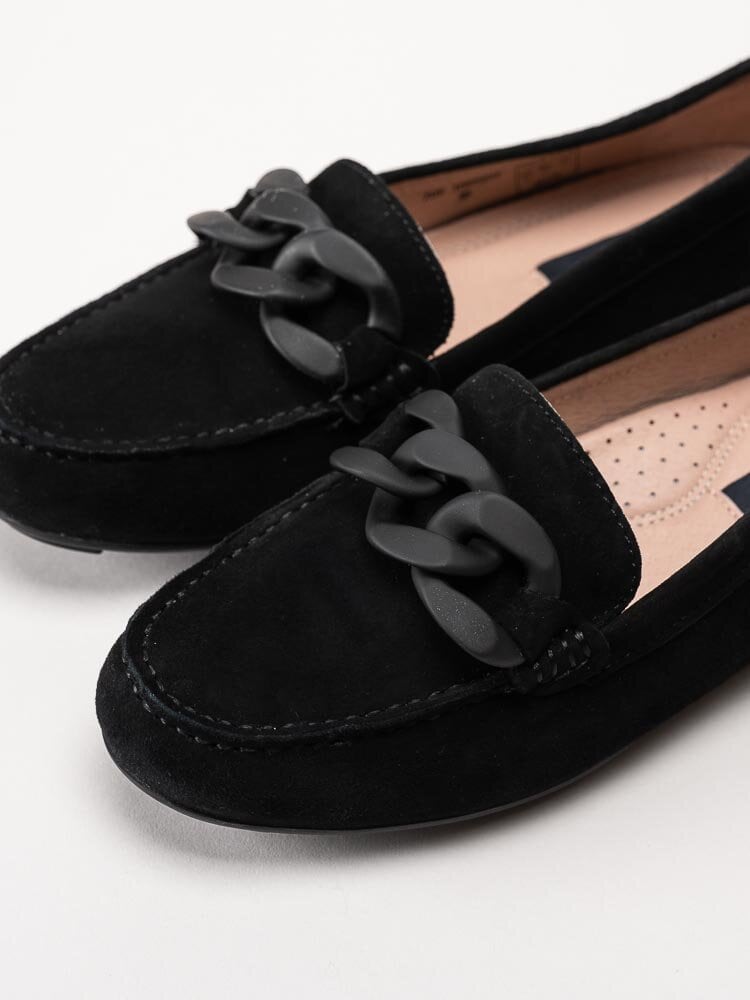 Novita - Parma Big Chain - Svarta loafers med mattsvart länk