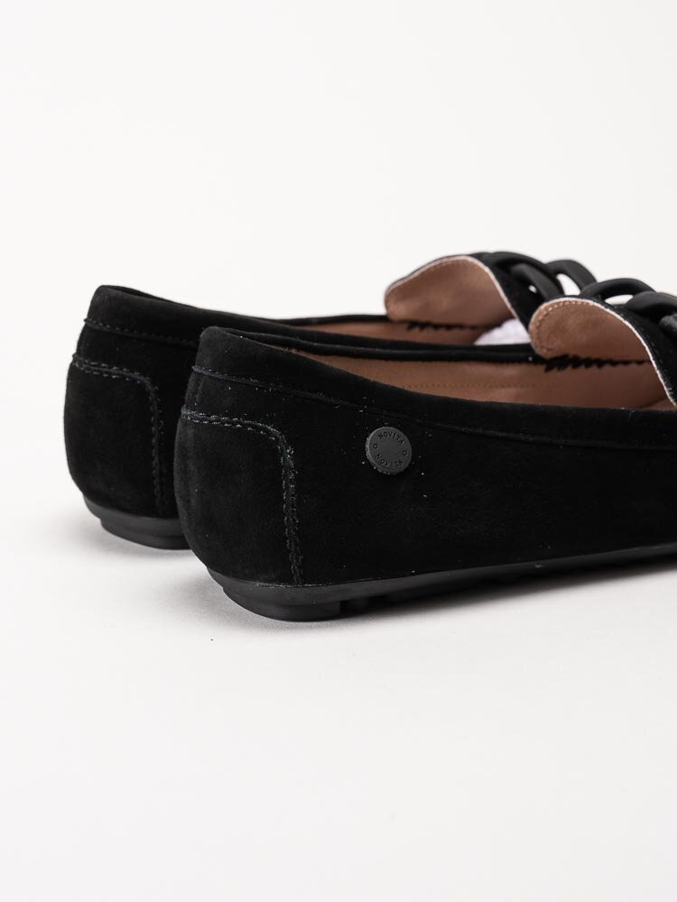 Novita - Parma Big Chain - Svarta loafers med mattsvart länk