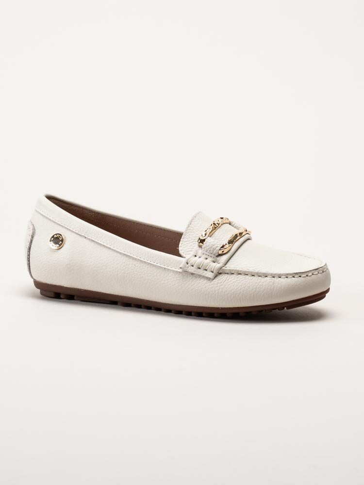 Novita - Parma Flat - Off white loafers med guldfärgat spänne