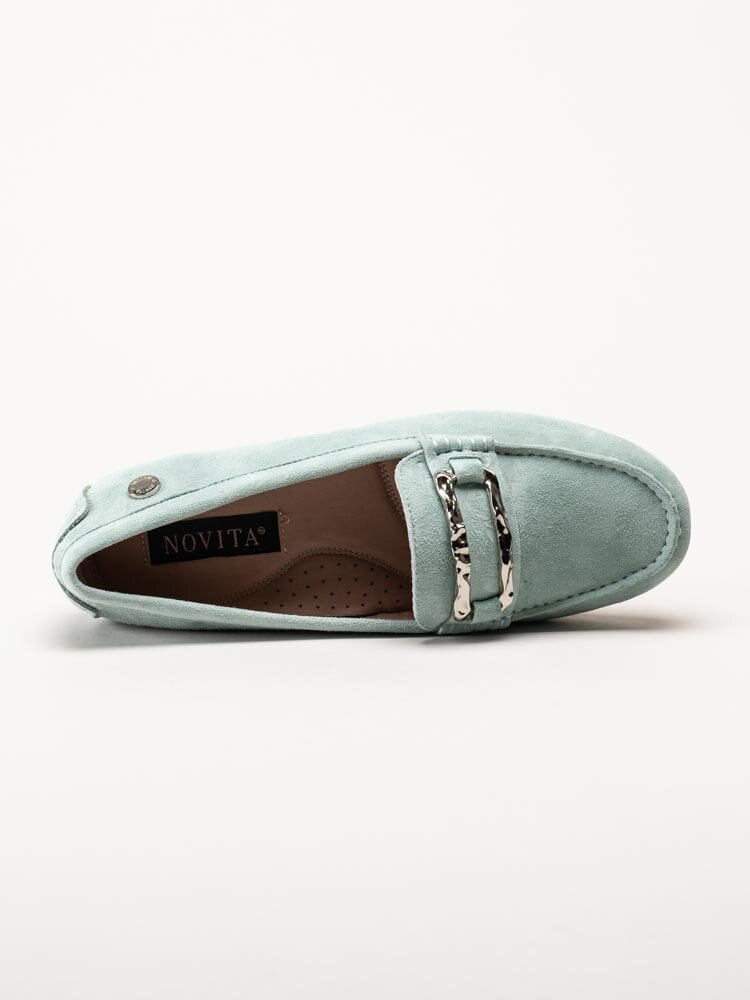 Novita - Parma Flat - Ljusgröna loafers med silverfärgat spänne