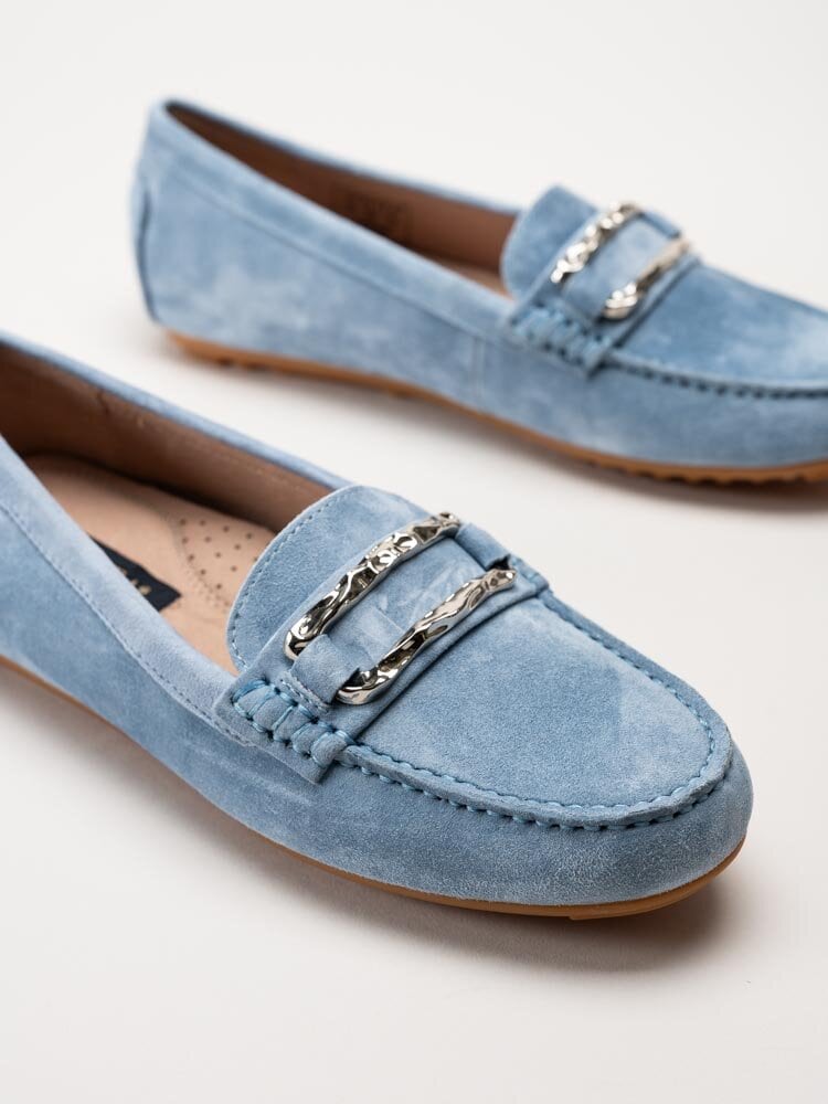 Novita - Parma Flat - Ljusblå loafers med silverfärgat spänne