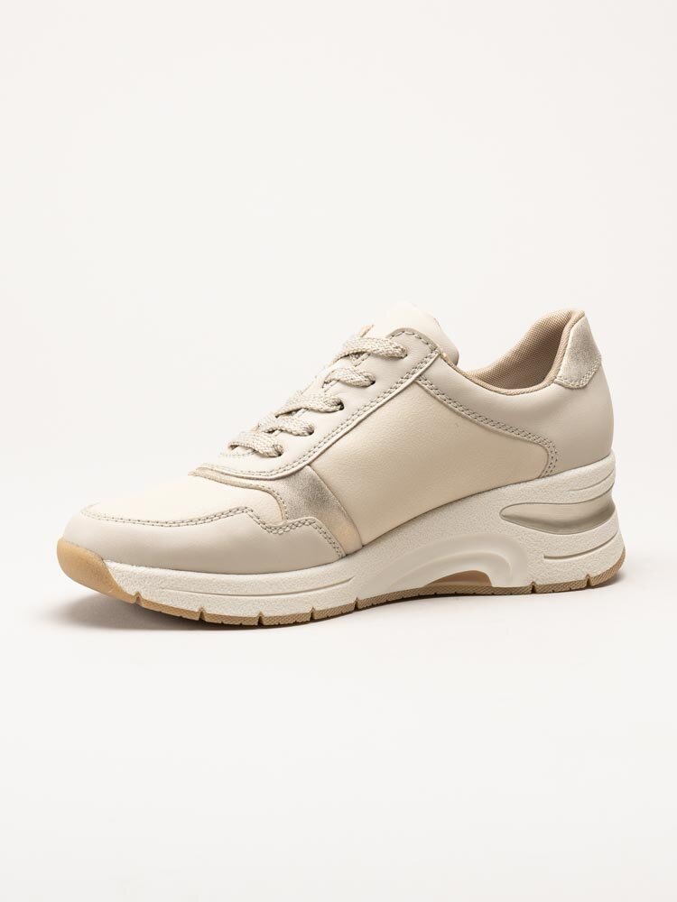 Rieker - Beige kilklackade sneakers i skinn