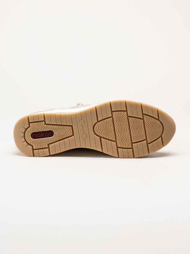 Rieker - Beige kilklackade sneakers i skinn