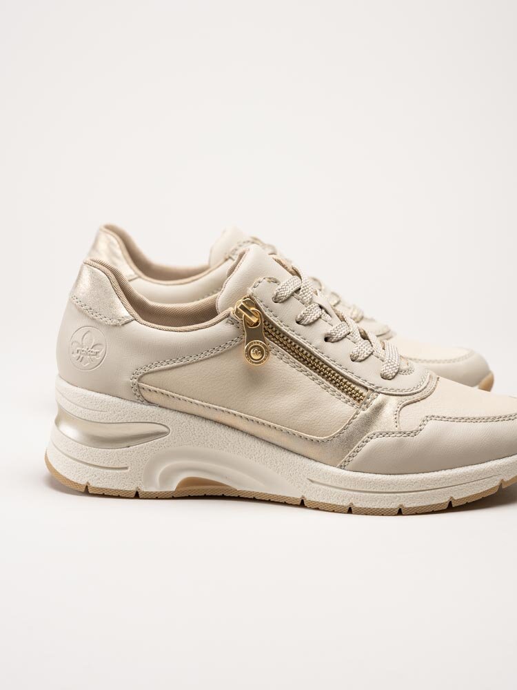 Rieker - Beige kilklackade sneakers i skinn