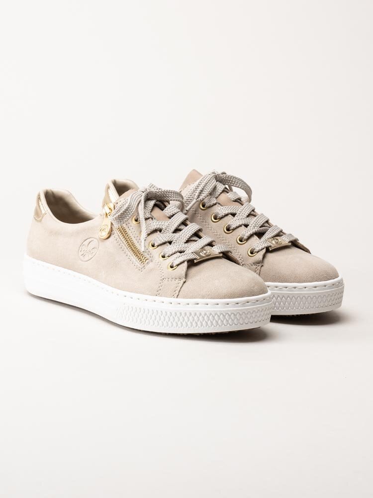 Rieker - Beige sneakers i mocka