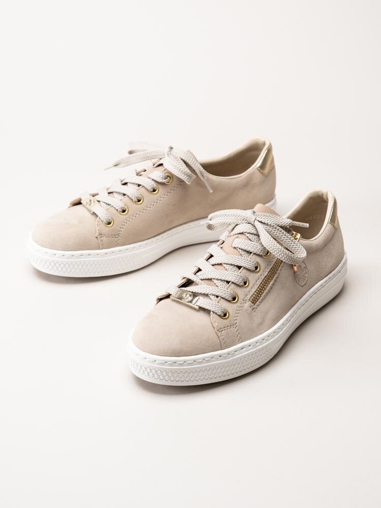 Rieker - Beige sneakers i mocka