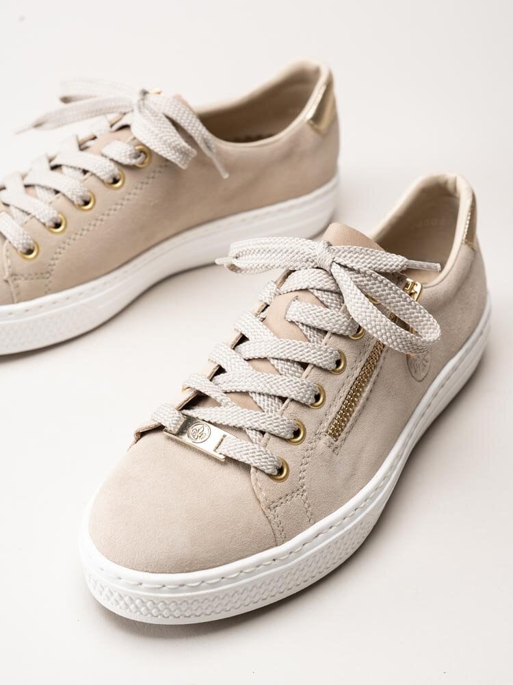 Rieker - Beige sneakers i mocka