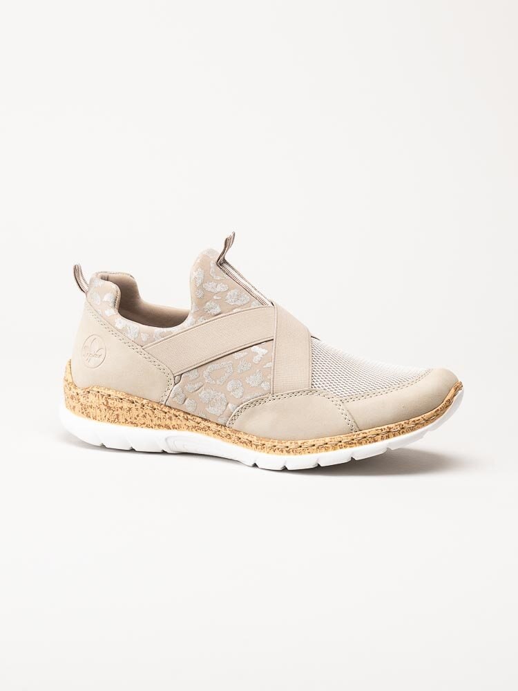 Rieker - Beige slip-on skor i textil och syntet