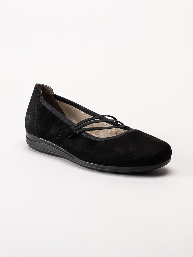 Rieker - Svarta ballerinaskor i nubuck