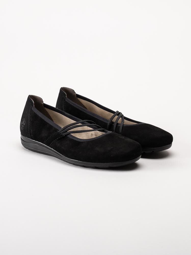 Rieker - Svarta ballerinaskor i nubuck