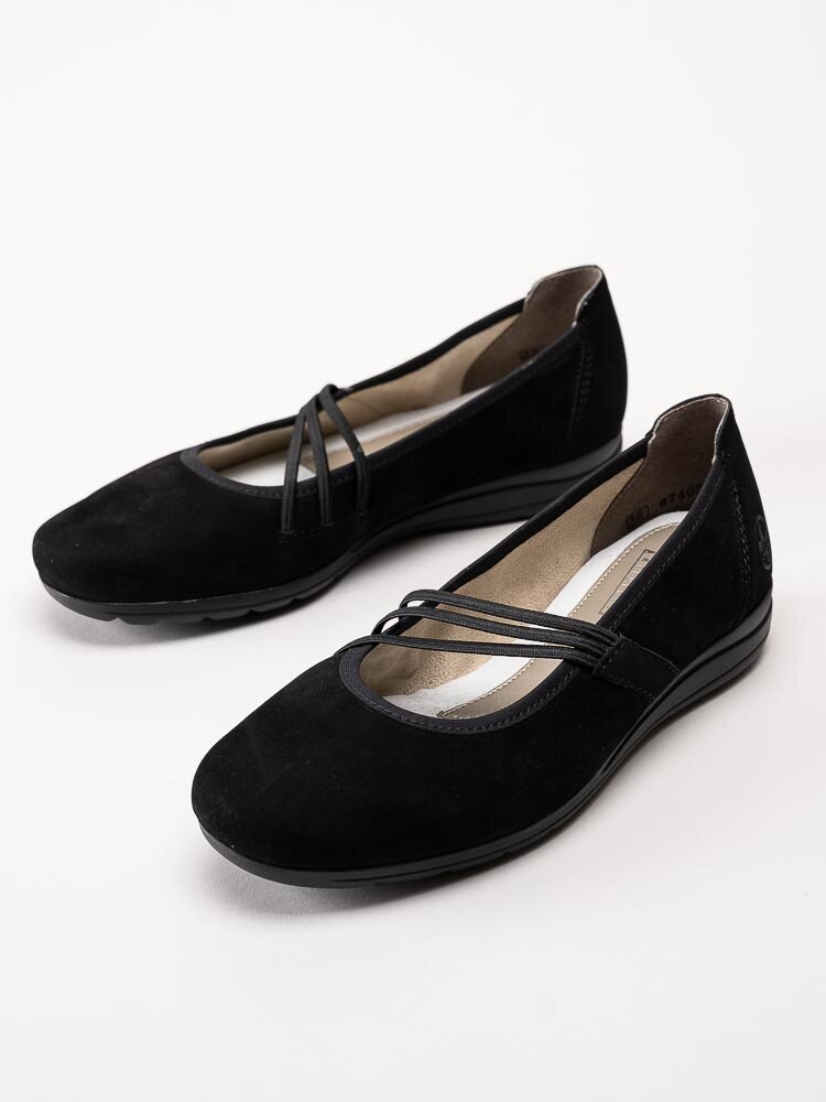 Rieker - Svarta ballerinaskor i nubuck