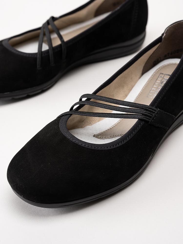 Rieker - Svarta ballerinaskor i nubuck