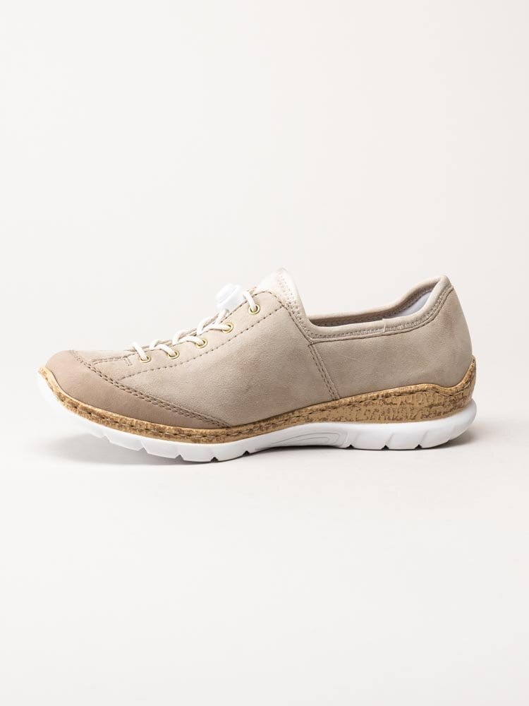 Rieker - Beige slip on skor i mocka