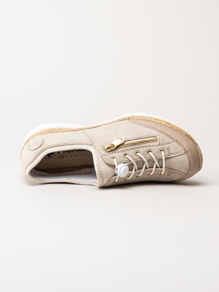 Rieker - Beige slip on skor i mocka