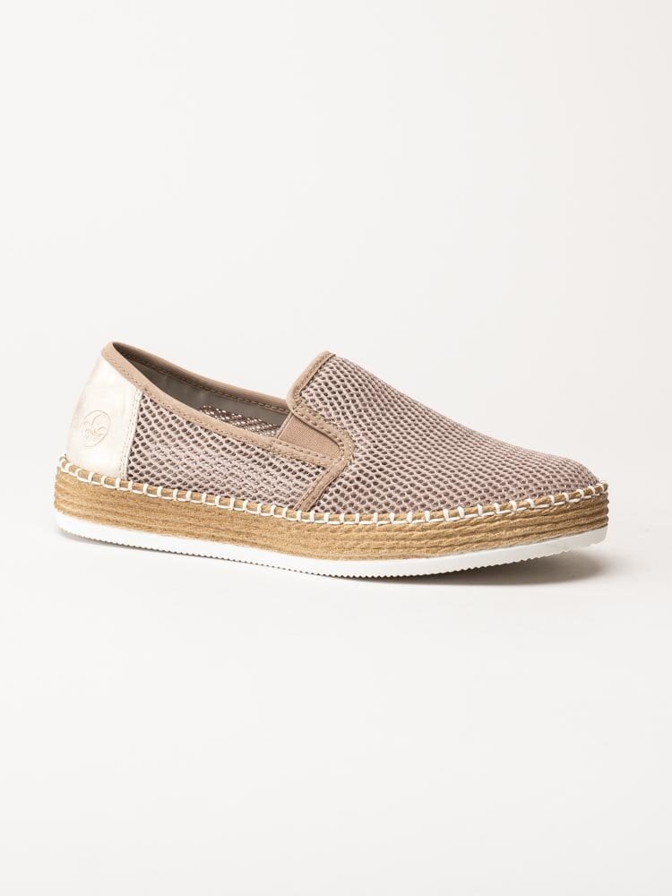 Rieker - Beige slip on skor i textil
