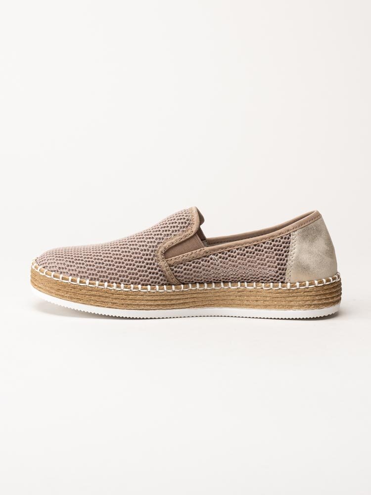 Rieker - Beige slip on skor i textil