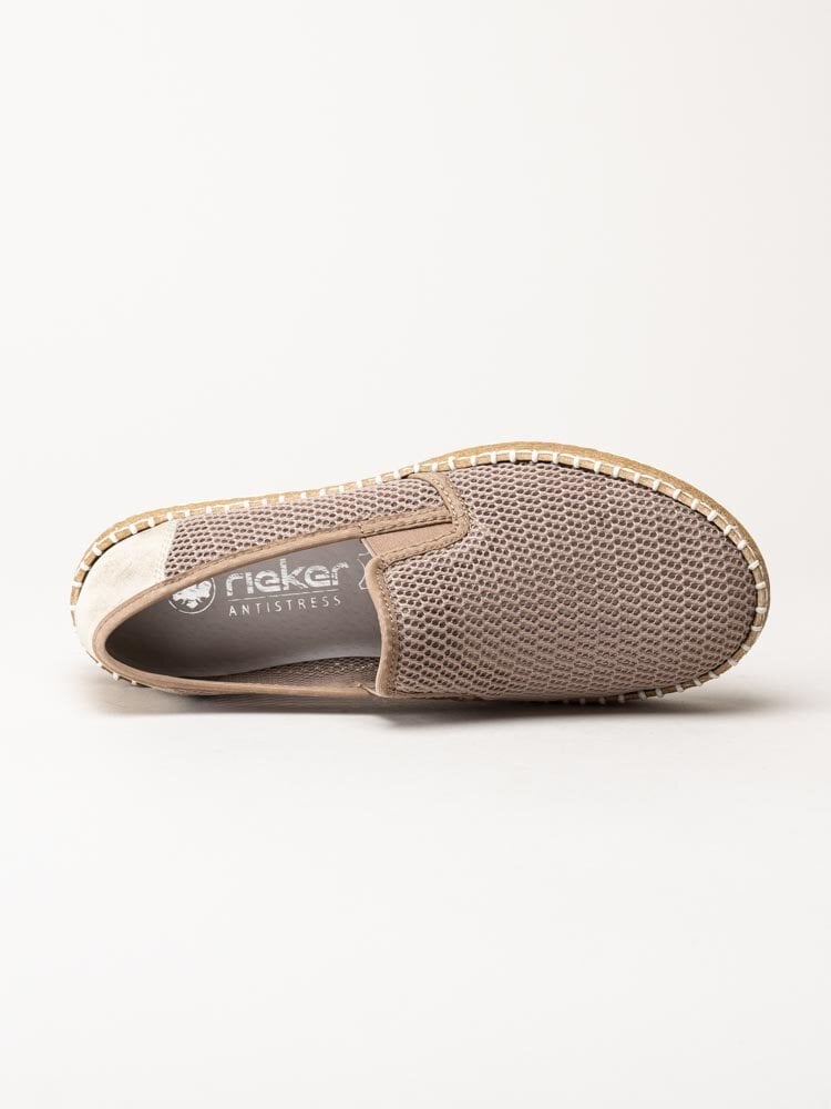 Rieker - Beige slip on skor i textil