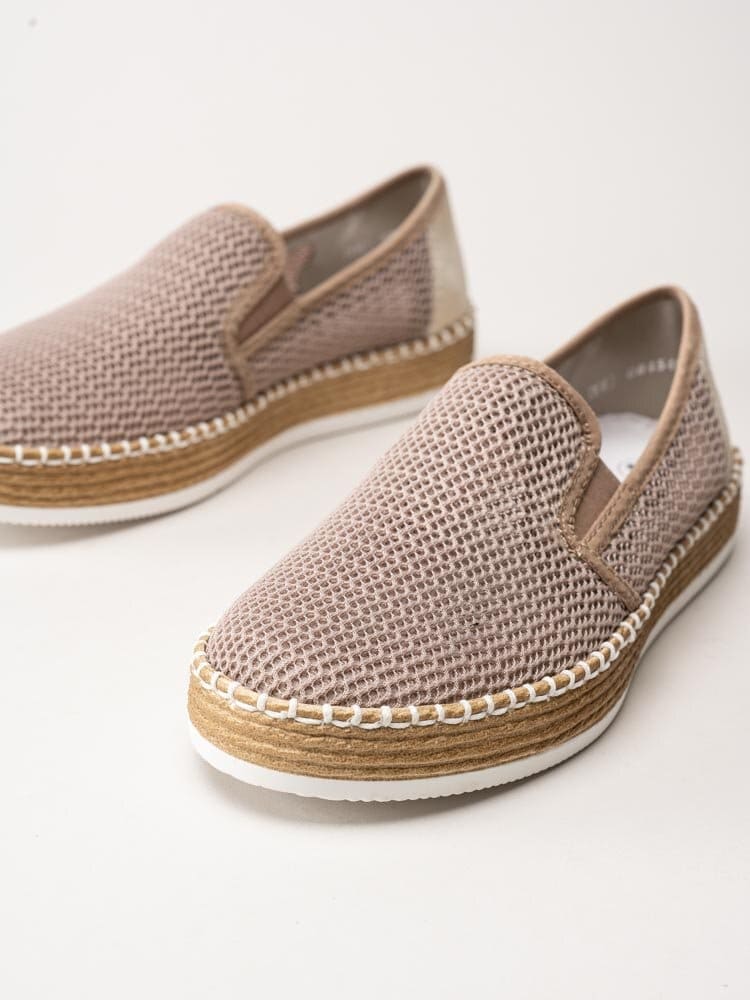 Rieker - Beige slip on skor i textil