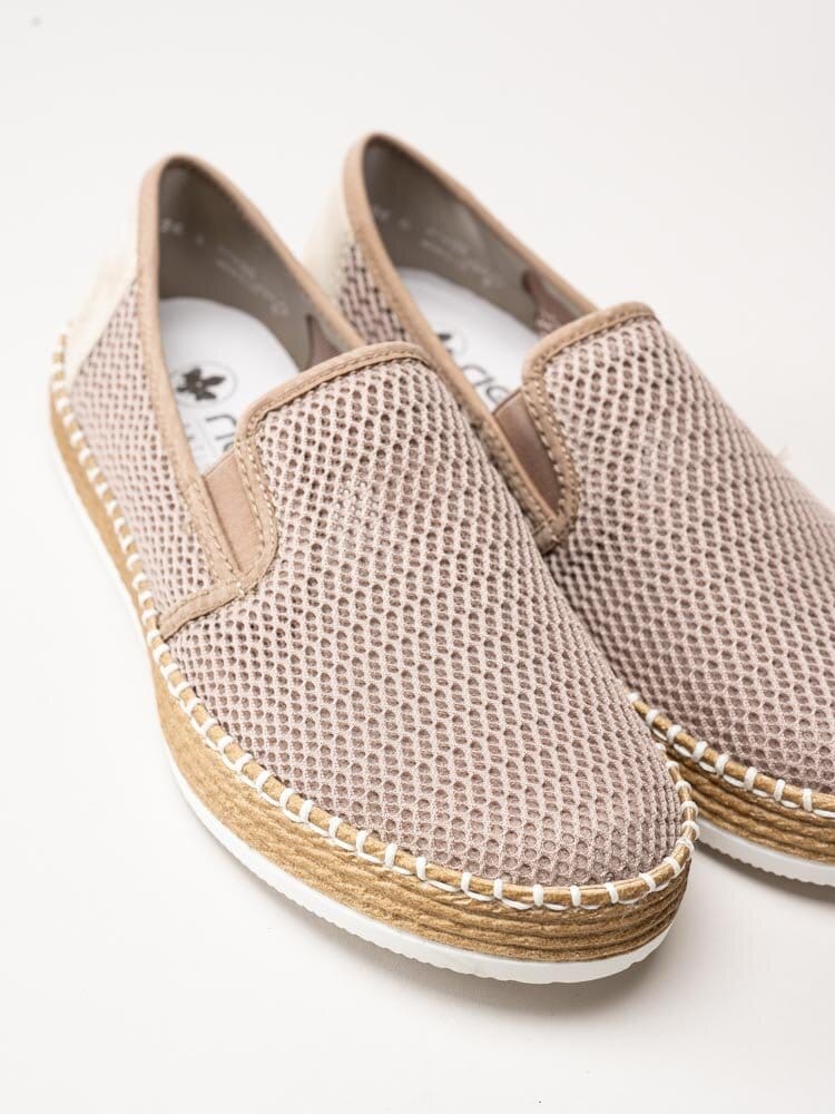 Rieker - Beige slip on skor i textil