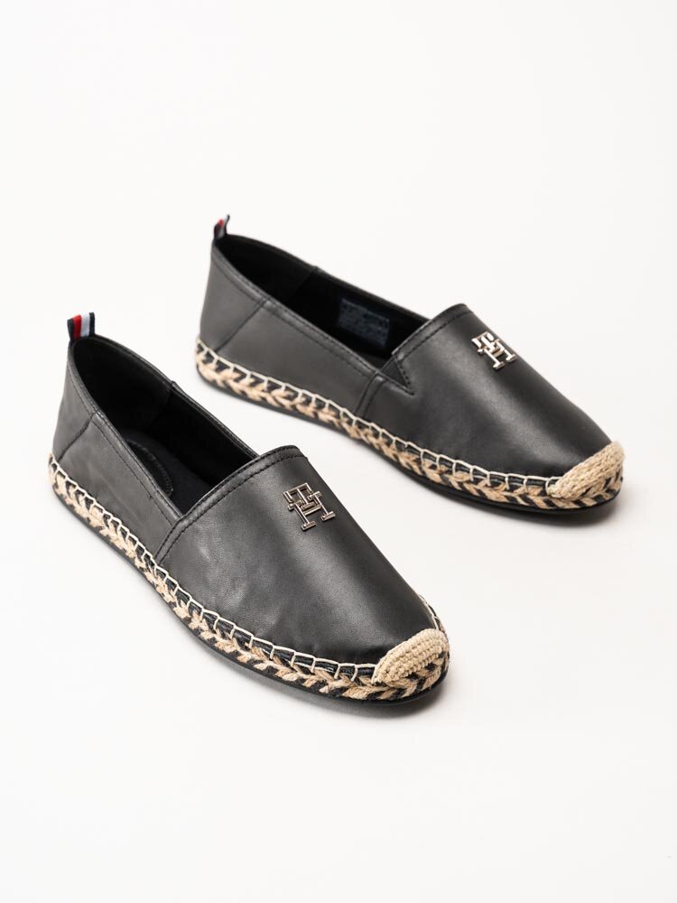 Tommy Hilfiger - Flat Espadrille - Svarta espadrillos i skinn