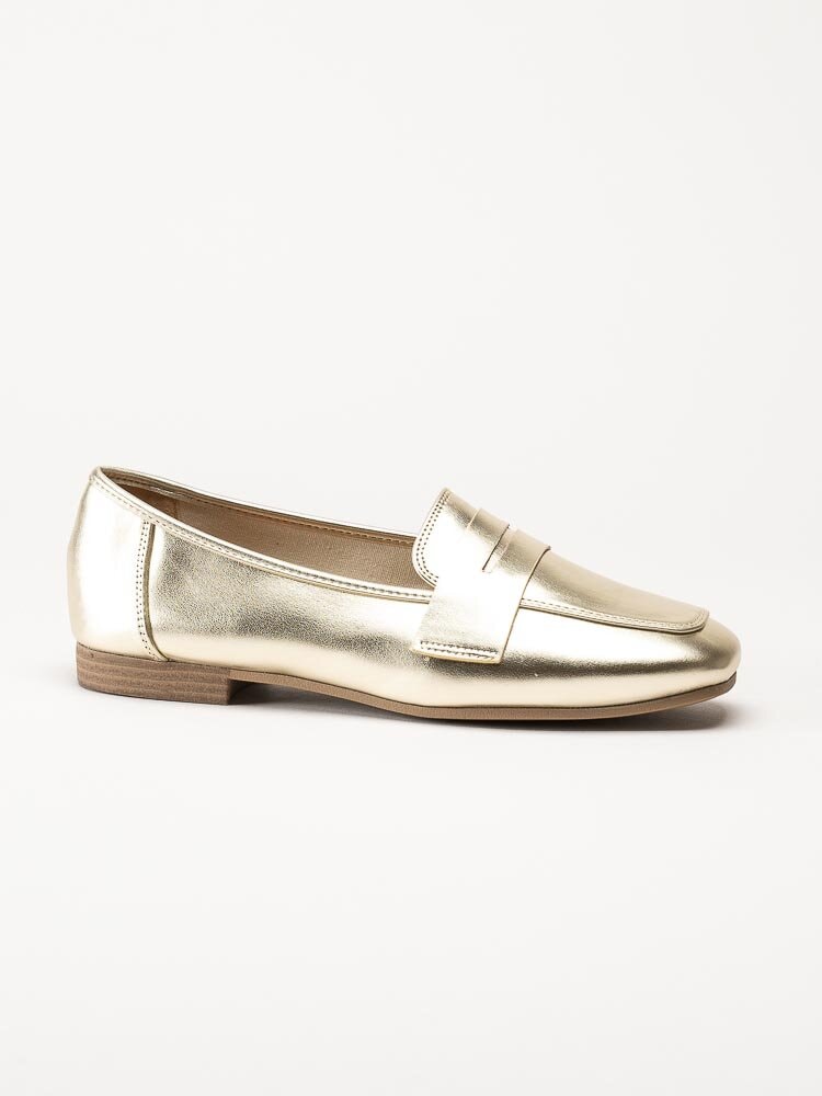 Duffy - Guldmetallic loafers i skinnimitation